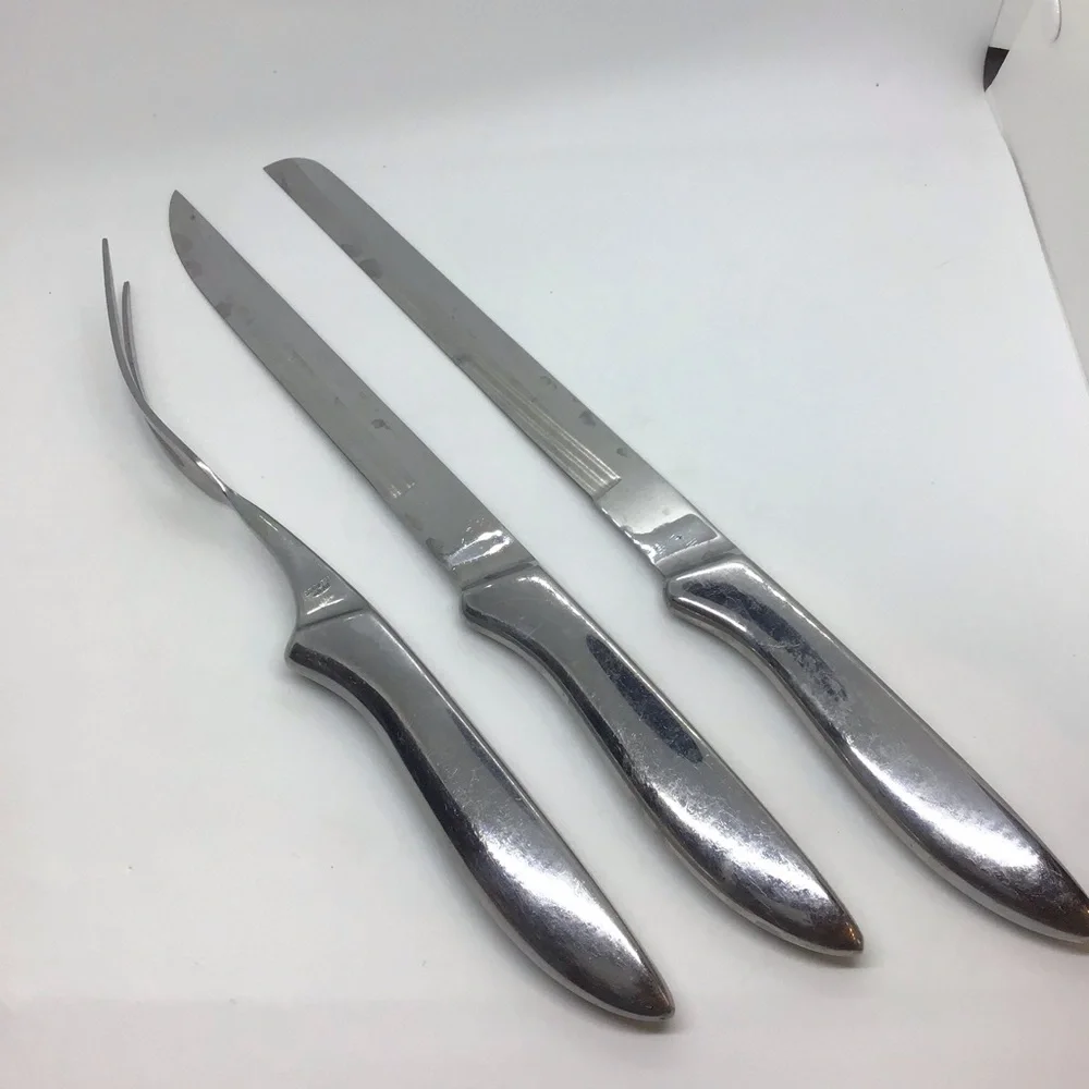 Vintage Stainless Steel Carving Knife & Fork Set from Japan. Lightweight.